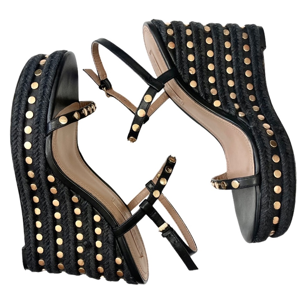 ♦️SOLD♦️ BCBGMaxazria Ankle Strap Studded Wedges - Picture 3 of 8